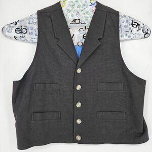 Vintage Frontier Classics Vest Mens Extra Large Black Linen Blend Western Cowboy